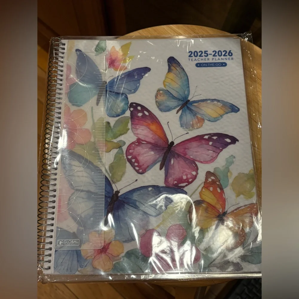 Global 2025 2026 Butterfly Watercolor Planner - Multi Blue Pink Purple